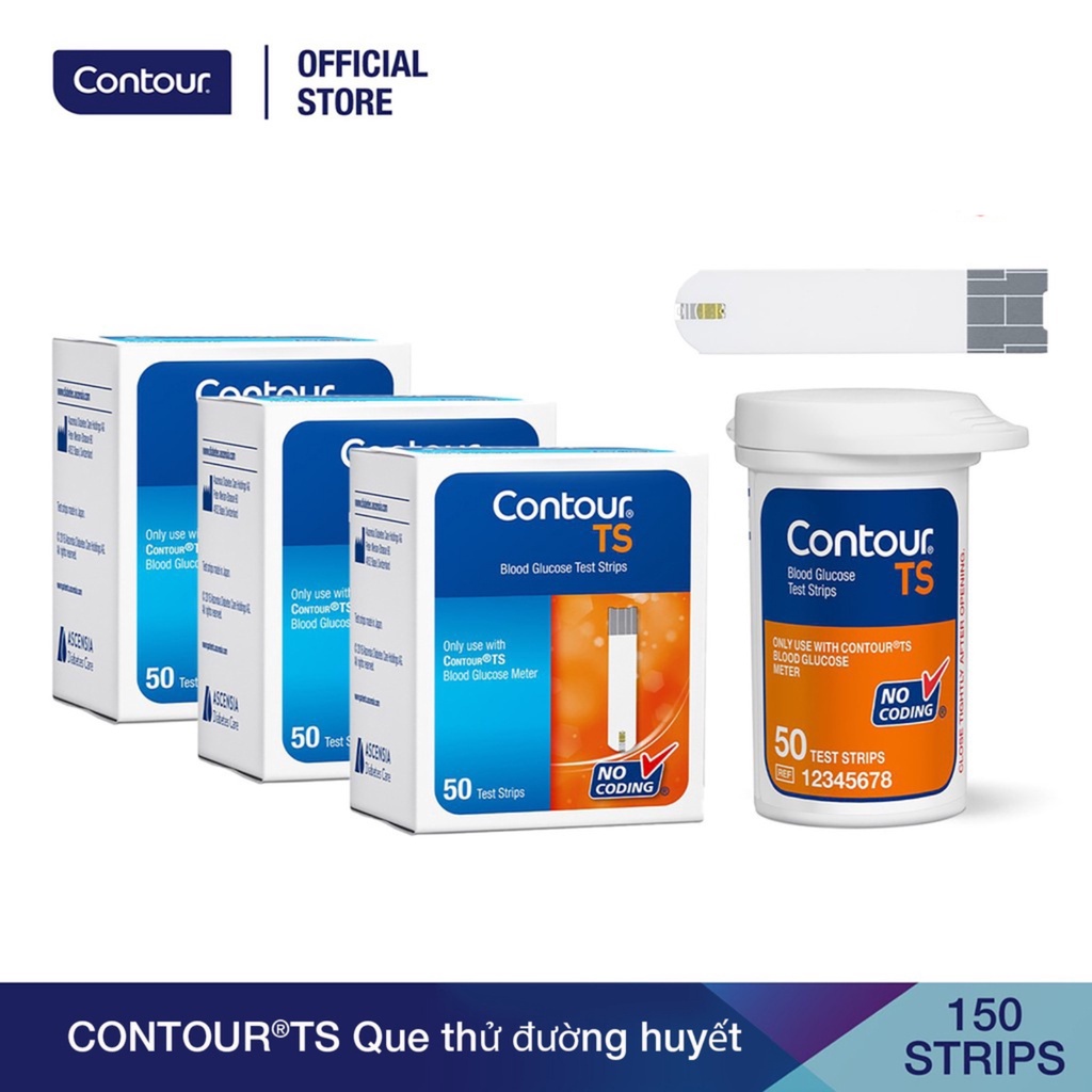 Que thử đường huyết CONTOUR TS 150 cái (3 x 50 cái/hộp)