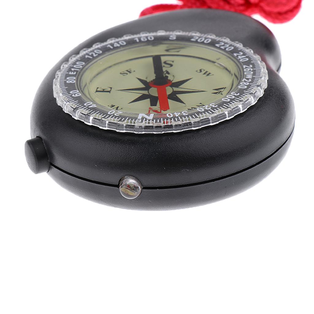 2x Professional Pocket Compass Hiking Camping with LED Light & Neck Strap