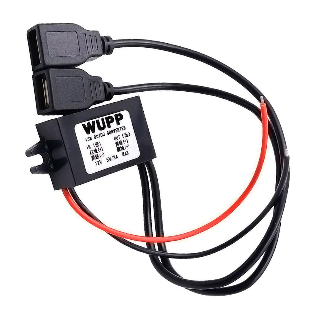 Car DC-DC 12V to 5V Dual USB Converter Regulator Step Down Power Supply Module
