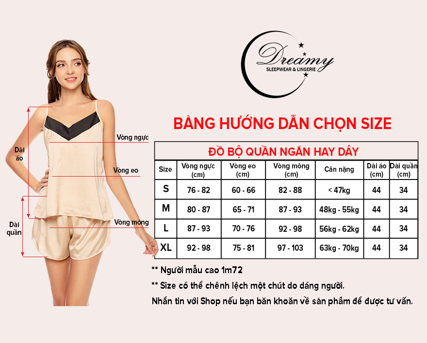 Dreamy DN17 Bộ Đồ Ngủ Lụa Cao Cấp Hai Dây, Phần Cổ Cách Điệu Trẻ Trung Quyến Rũ