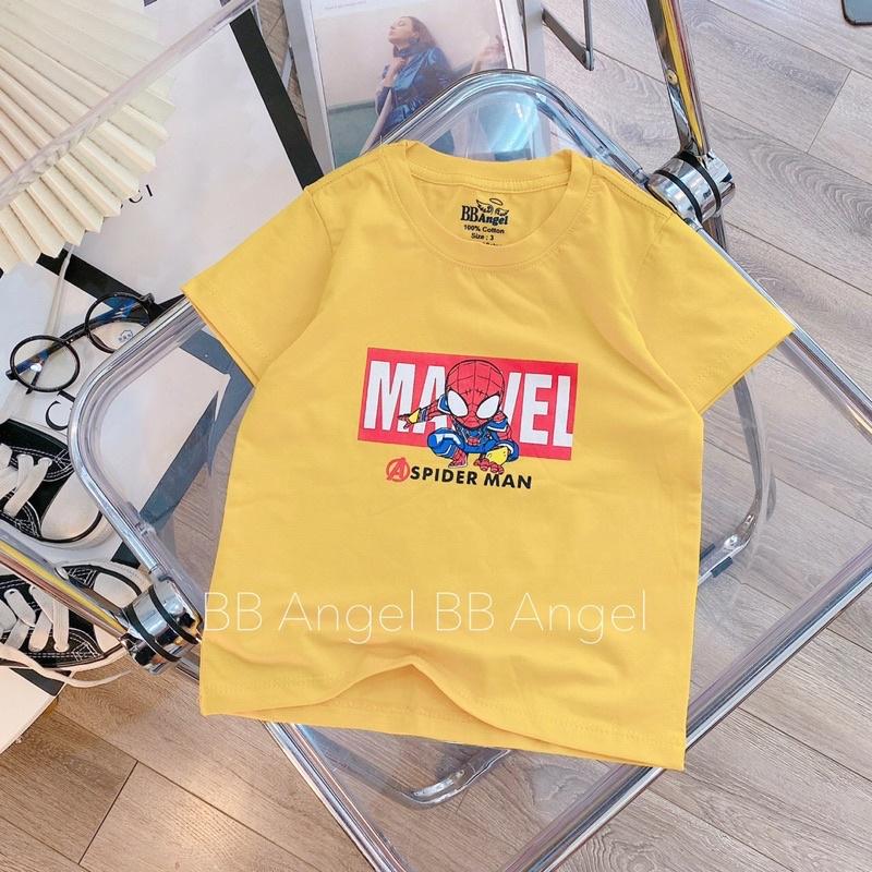 Áo cotton cộc tay bé trai in hình Mavel Spider Man với năm màu ghi. vàng. trắng. đen. đỏ sz 25-35kg