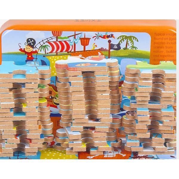 Đồ chơi tranh ghép hình 60 mảnh hộp sắt cho bé gỗ Puzzle cao cấp