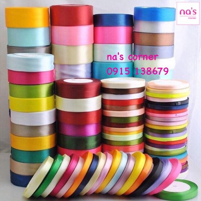 Dây ruy băng lụa 0.5cm/0.6cm cuộn 10m màu trơn 5 li