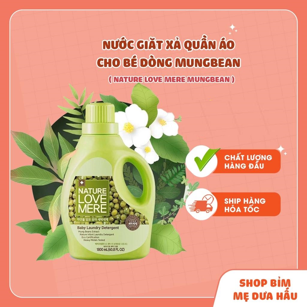 NƯỚC GIẶT/XẢ QUẦN ÁO CHO BÉ NATURE LOVE MERE MUNGBEAN DÒNG HẠT ĐẬU CHAI/TÚI 1800ml 1300ml