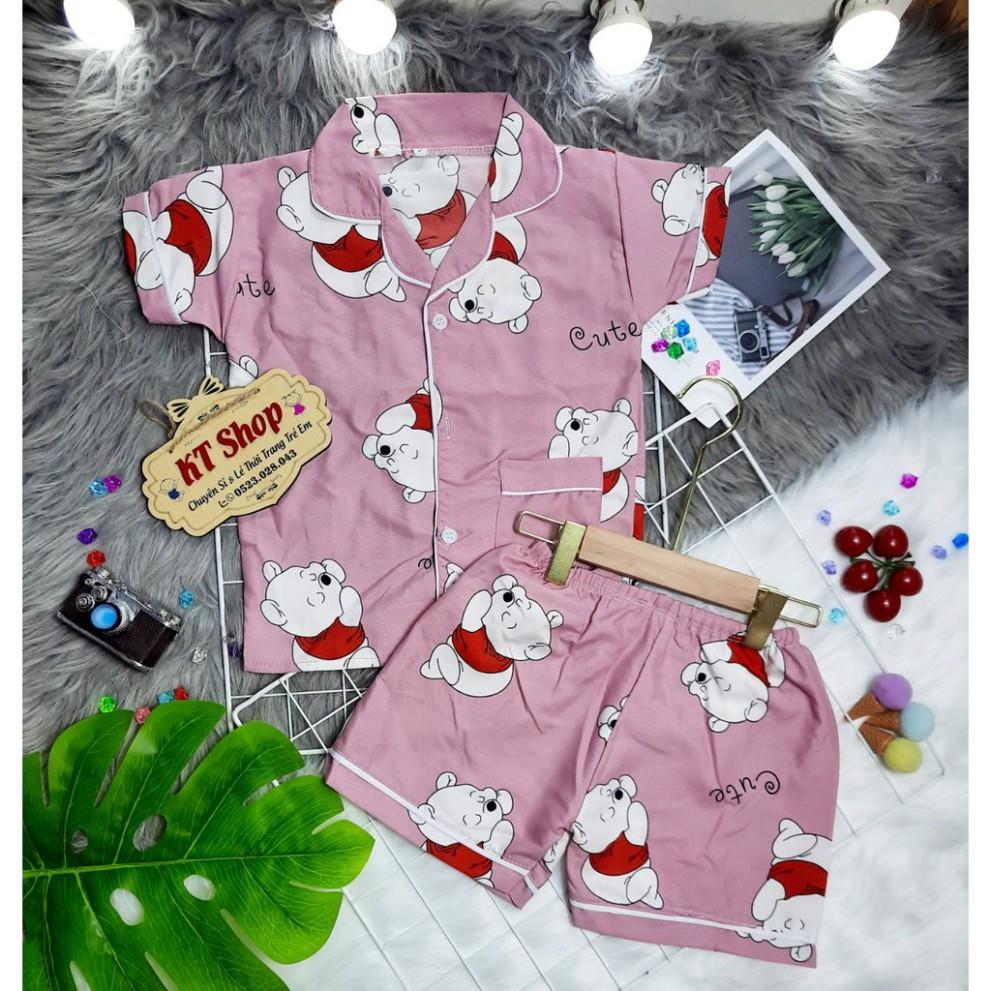 (8-22kg)100% vải KATE THÁI XỊN, KHÔNG PHA COTTON Bộ Pijama cộc tay trẻ em may viền tỉ mỉ cho bé trai, bé