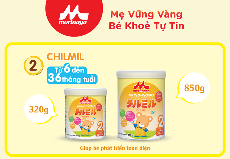 Combo 3 hộp sữa Morinaga số 2 Chilmil 850gr/ hộp - Nguyên tem, nguyên đai