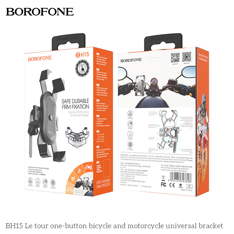 Combo giá đỡ Borofone BH72, BH59, BH34, BH15 + Tẩu sạc Hoco Z45A 2 USB chống nước, hàng chính hãng cho xe máy, mô tô, xe đạp