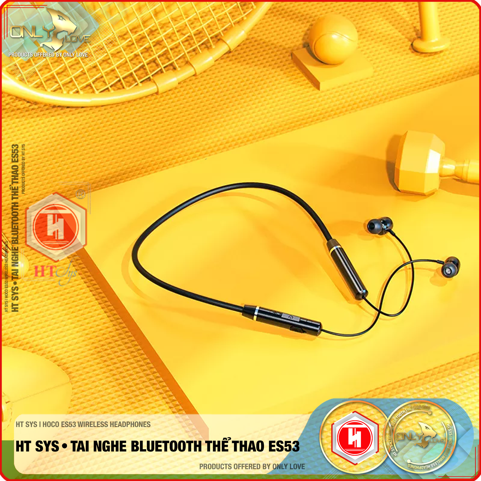 Tai Nghe Bluetooth Thể Thao HT SYS hoco ES53 Wireless Earphones - Thời Gian Đàm Thoại Và Nghe Nhạc 8H - Bluetooth V5.0 Chip JLAC6956A - Tương Thích Tất Cả Dòng Máy - Âm BASS Cực Hay - Hàng Nhập Khẩu