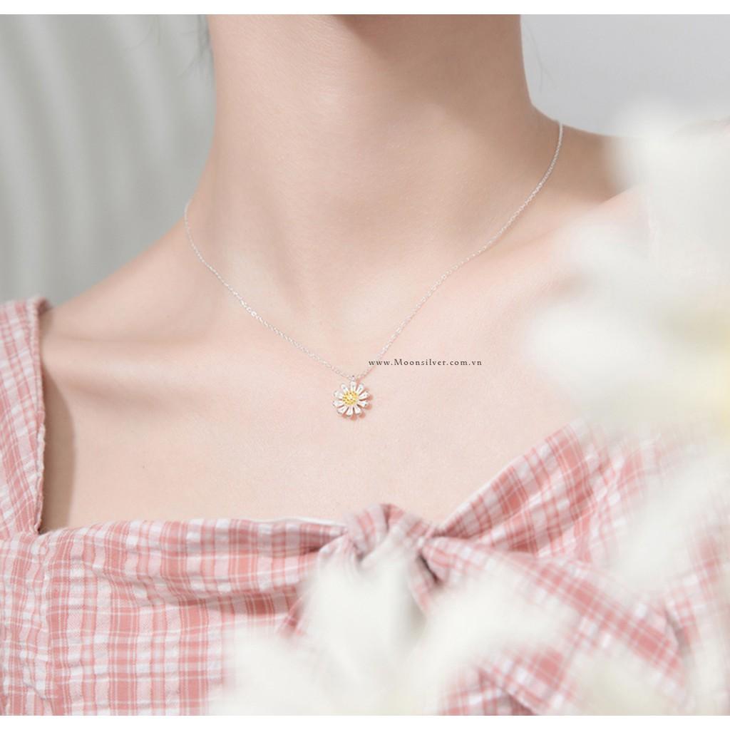 Dây chuyền bạc hoa cúc cánh đơn