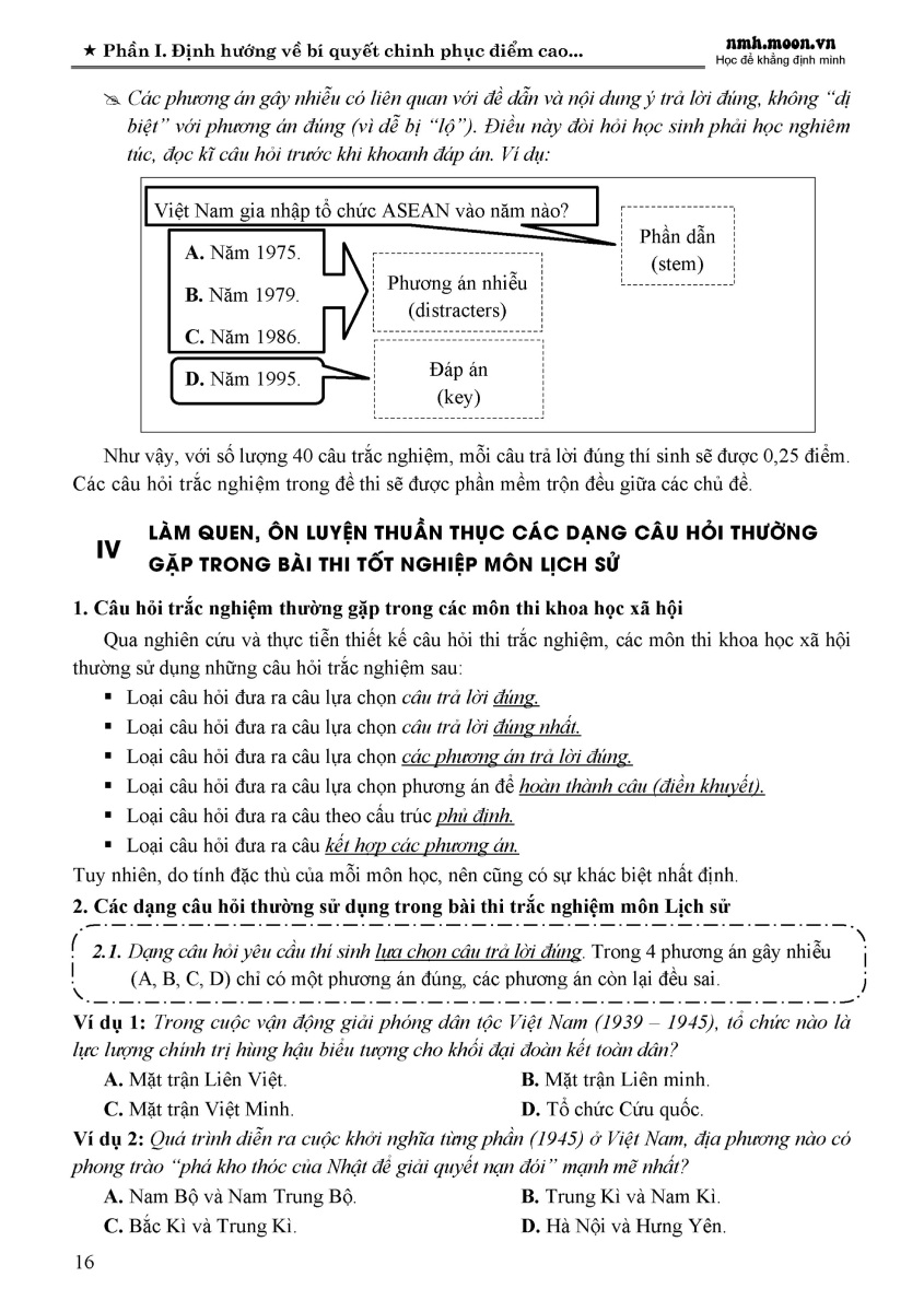 55 Đề Thi Minh Họa Môn Lịch Sử (Chọn Lọc) - MOON