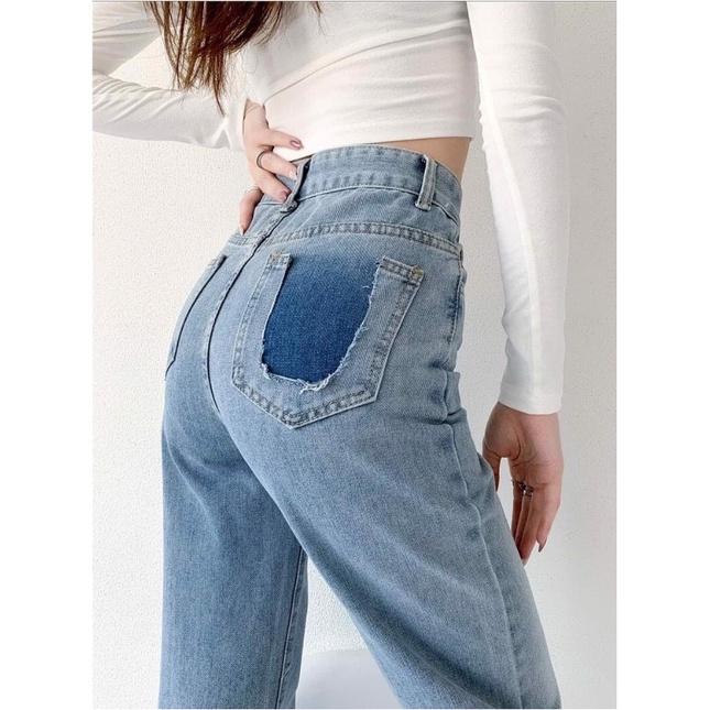 Quần jeans nữ lưng cao ống suông Q8002