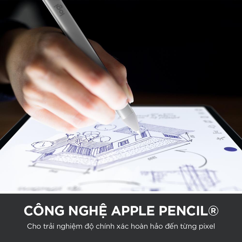 Bút cảm ứng Logitech Crayon dành cho iPad - Công nghệ kỹ thuật số như Apple Pencil, không độ trễ, sạc nhanh USB C - Hàng chính hãng