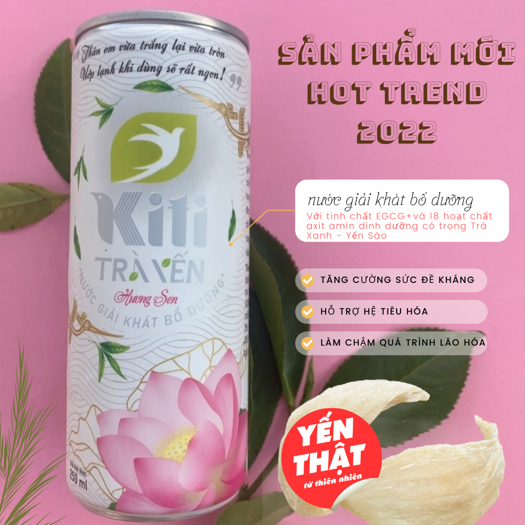 TRÀ YẾN KITI HƯƠNG SEN - &quot;PHÚC LỘC&quot; THÙNG 6 LON(250ml/lon)