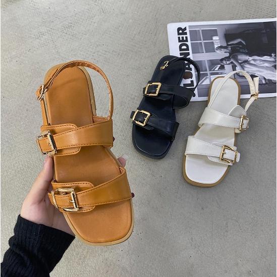 Sandal đế bệt 2 khóa đồng style ullzang Hàn Quốc cho mùa hè G105