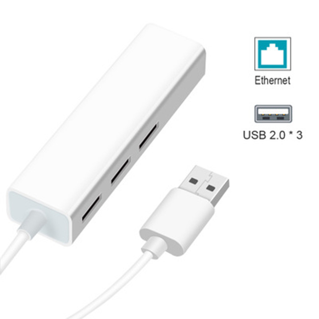Cáp chuyển đổi USB sang RJ45 100Mbs và 3 cổng USB hàng chính hãng