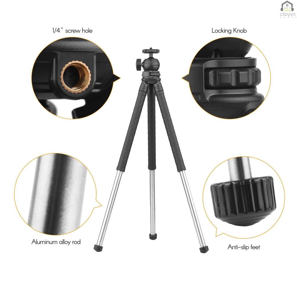 Giá đỡ ba chân để bàn có thể kéo dài 108cm/ 42.5in Max. xoay 360 độ kèm điều khiển từ xa không dây hỗ trợ quay vlog live stream/phát trực tuyến