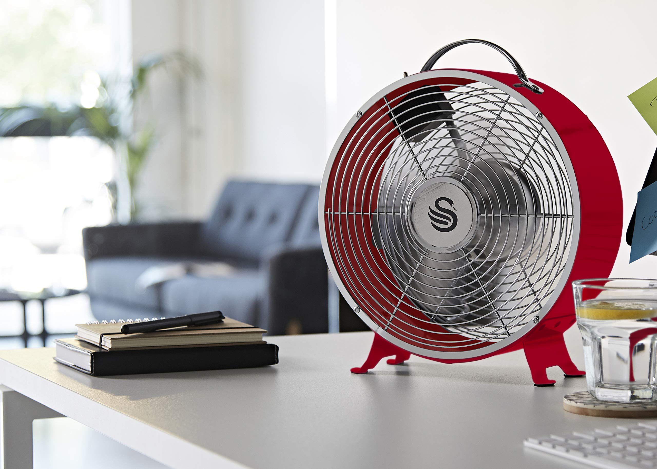 Quạt để bàn Swan Retro SFA12630RN 25W màu đỏ Hàng chính hãng