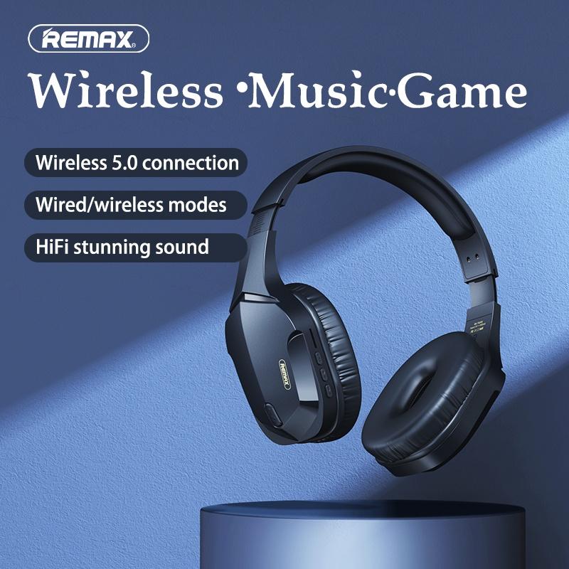 Tai nghe Bluetooth chụp tai Remax RB-750HB W5.0, tích hợp khe thẻ TF, pin dùng 4H (Đen) - Hàng Chính Hãng