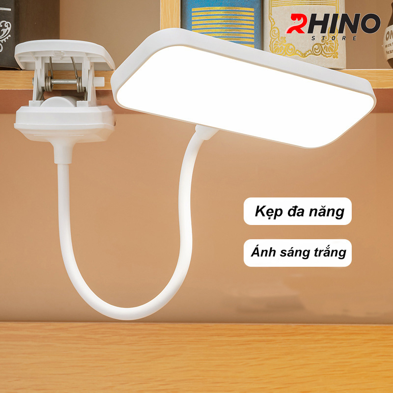 Đèn học LED gắn kẹp bảo vệ mắt chống cận cảm ứng Rhino L401, tích điện đa năng làm việc, để bàn học - Hàng chính hãng