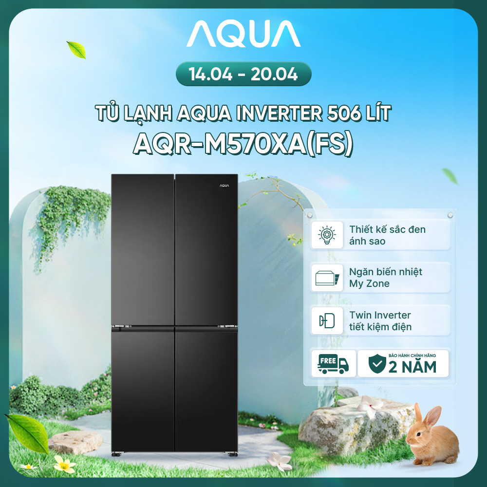 Tủ lạnh Aqua Inverter 506 lít 4 cánh AQR-M570XA(FS) - Bảo hành 2 năm - Freeship toàn quốc - Hàng chính hãng