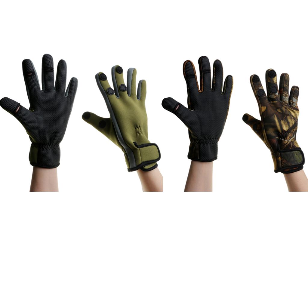 1 Pair Fishing Gloves Anti Slip Warm Cycling 3 Half-Finger Gloves M Camo