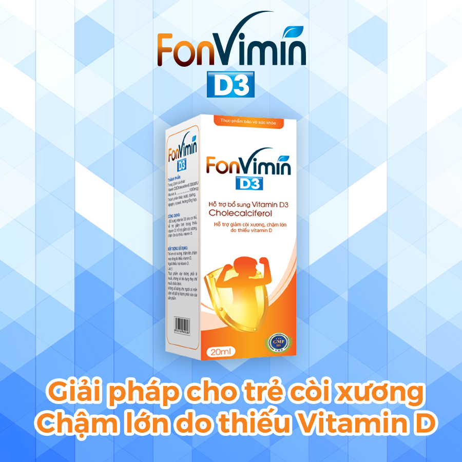 Hỗ trợ giảm còi xương, tăng cường hấp thu canxi Vitamin D3 (Hộp/chai nhỏ giọt 20ml)