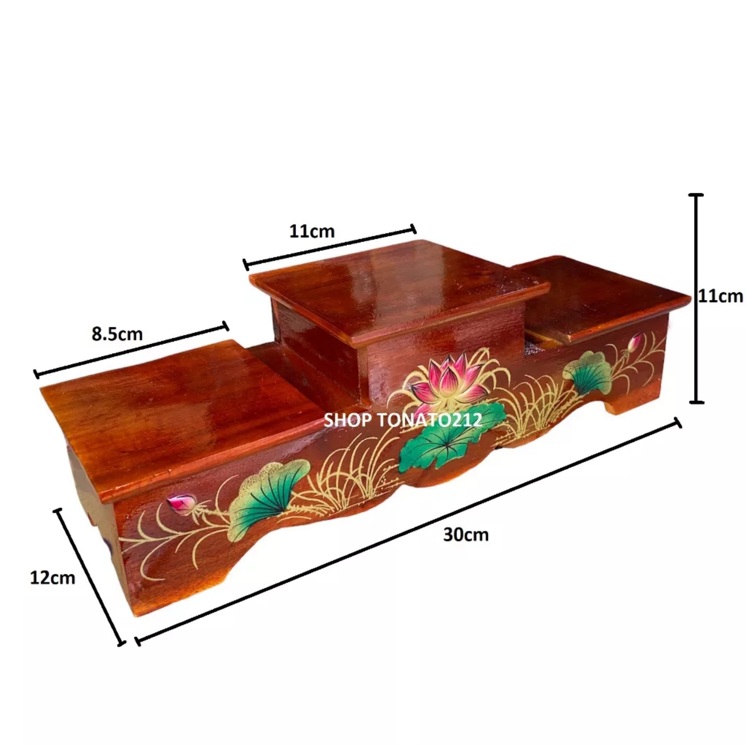 KỆ TAM CẤP BÁT HƯƠNG GỖ XOAN ĐÀO 30CM,35CM,40CM,45CM,50CM