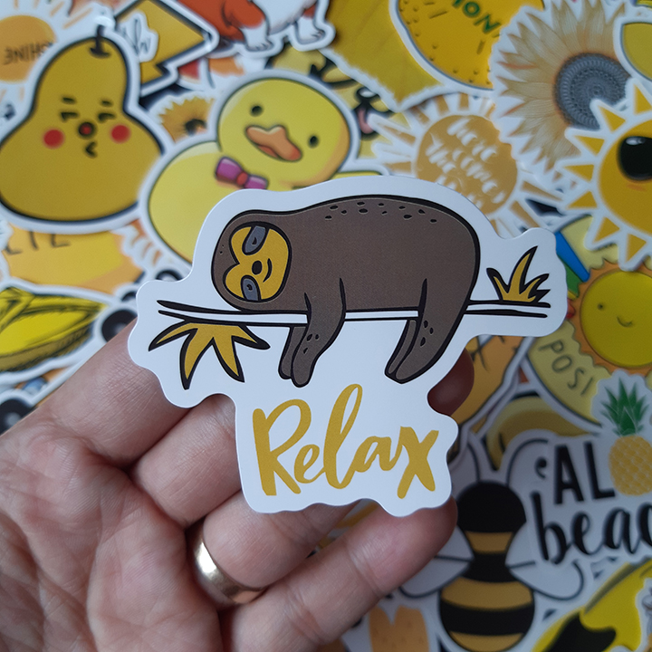 Bộ Sticker dán cao cấp chủ đề MÀU VÀNG - YELLOW - Dùng dán Xe, dán mũ bảo hiểm, dán Laptop...