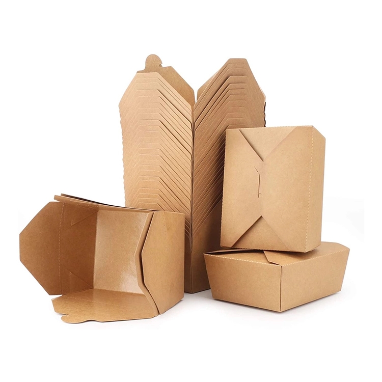 SET 50 CÁI HỘP CƠM GIẤY MÀU NÂU KRAFT 1000ml nắp gài - 170x135x50 mm - Đựng thực phẩm