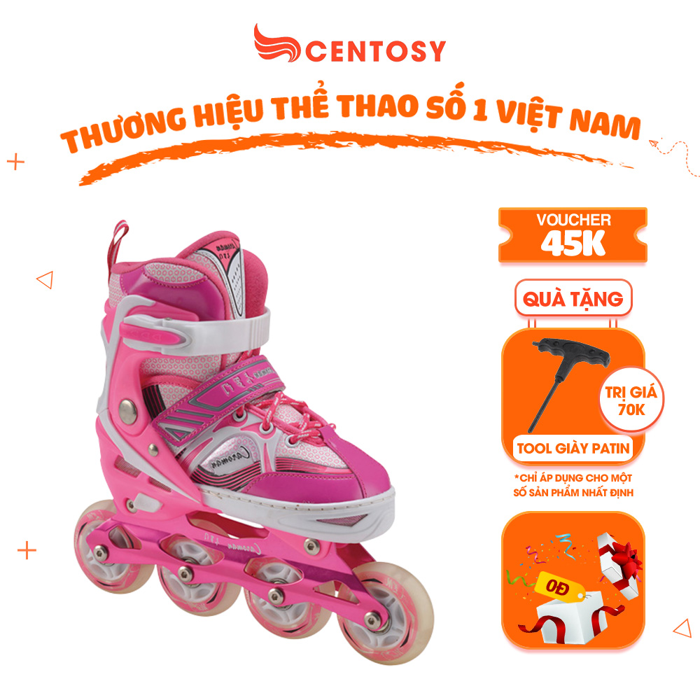 Giày Patin Trẻ Em Centosy Caroman K600 - Có Bánh Phát Sáng, Phanh Chân An Toàn