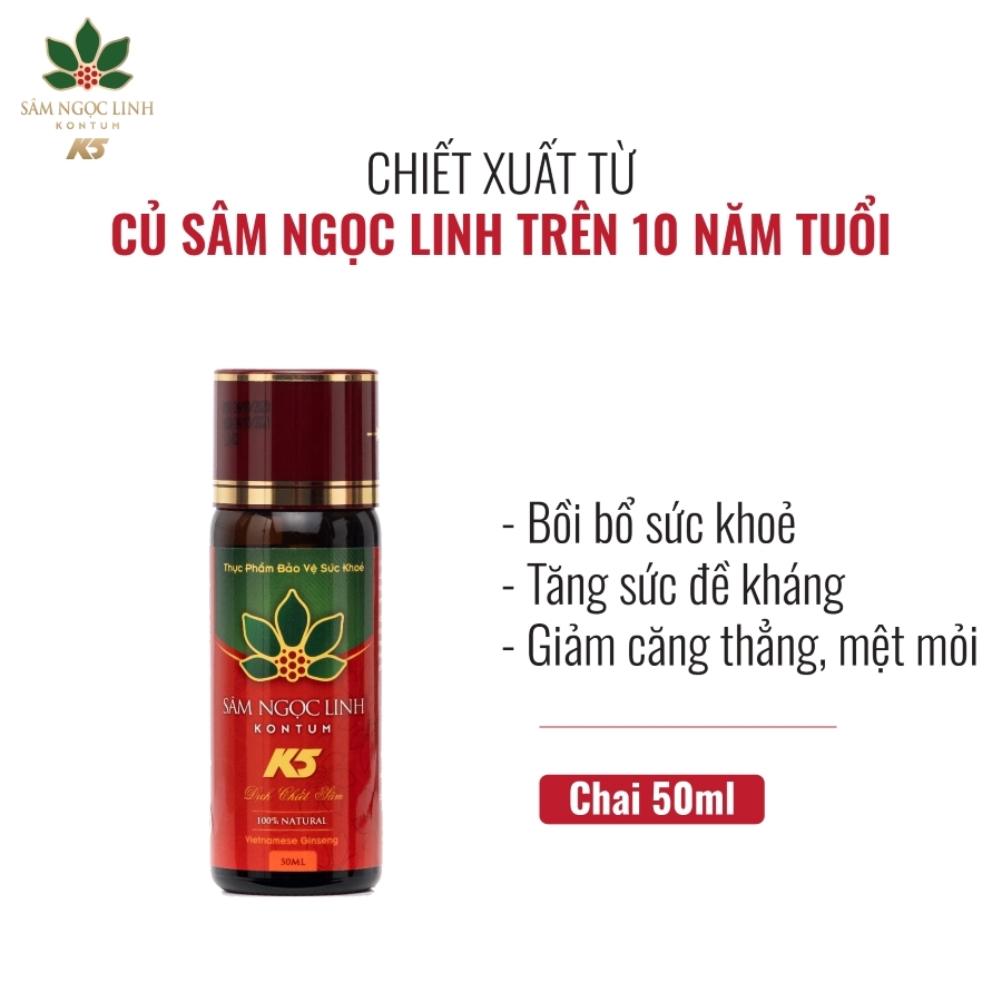 Combo 2 Chai Dịch Chiết Sâm Ngọc Linh Kon Tum K5 (Chai 50ML)