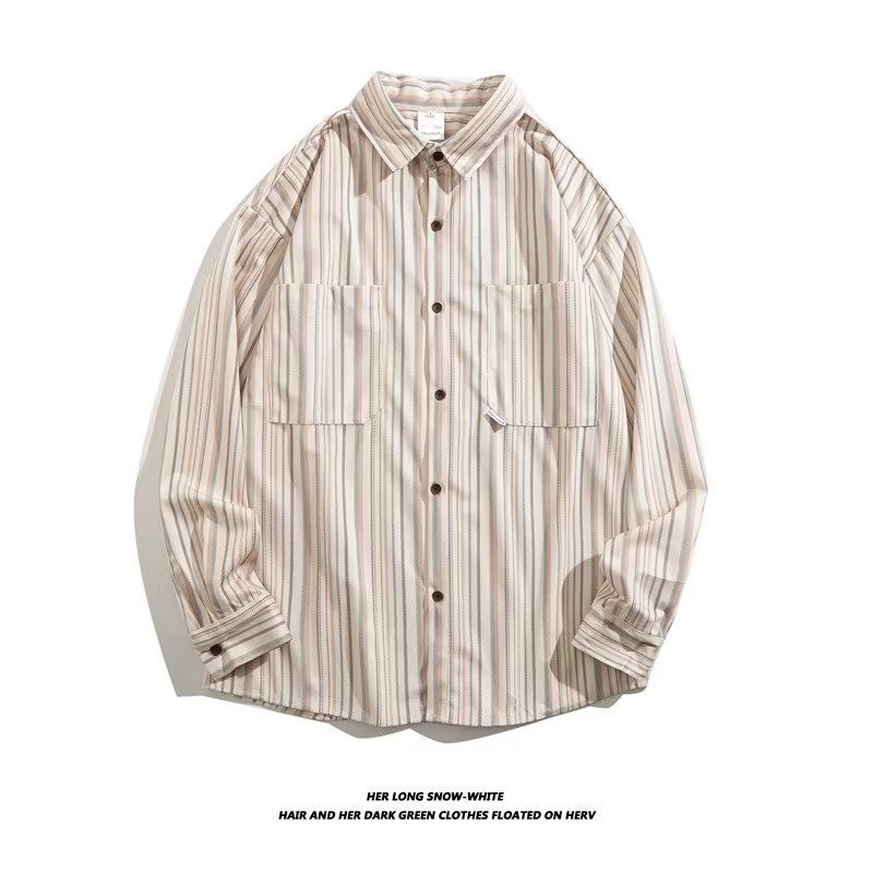 Áo sơ mi khoác ngoài form rộng unisex - Áo sơ mi nam nữ oversize sọc số 22