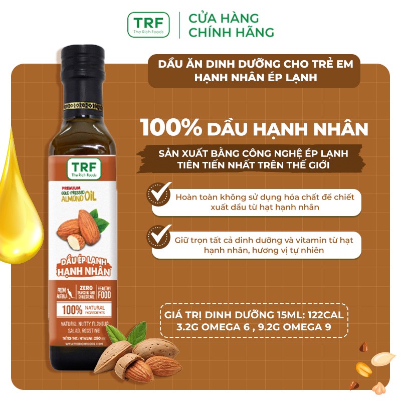 Dầu Ăn Ép Lạnh Hạt Hạnh Nhân Tự Nhiên Bổ Sung Vitamin The Rich Foods 250ml