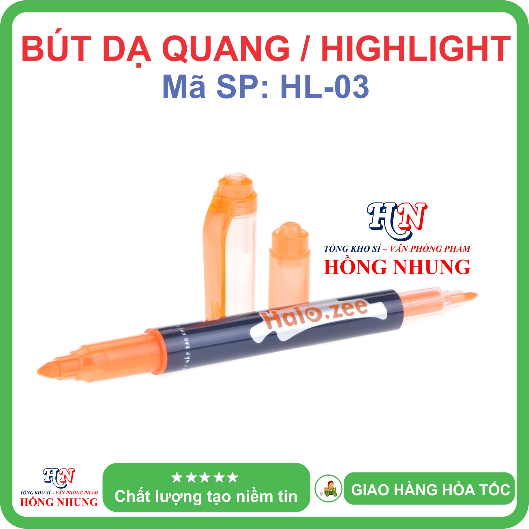 Bút Dạ Quang / Highlight HL-03, Sáng rõ, không làm lem nét chữ đánh dấu.
