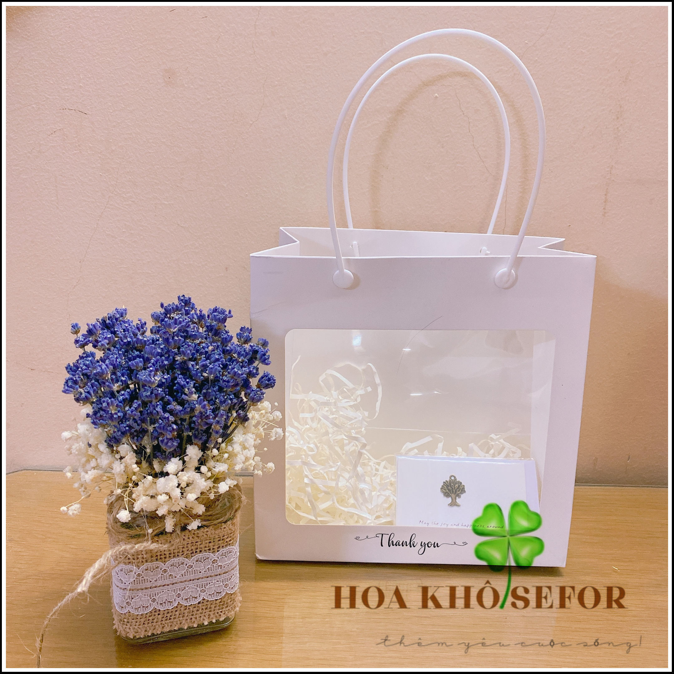 Lọ hoa Lavender &amp; túi quà tặng - Hoa khô Oải Hương