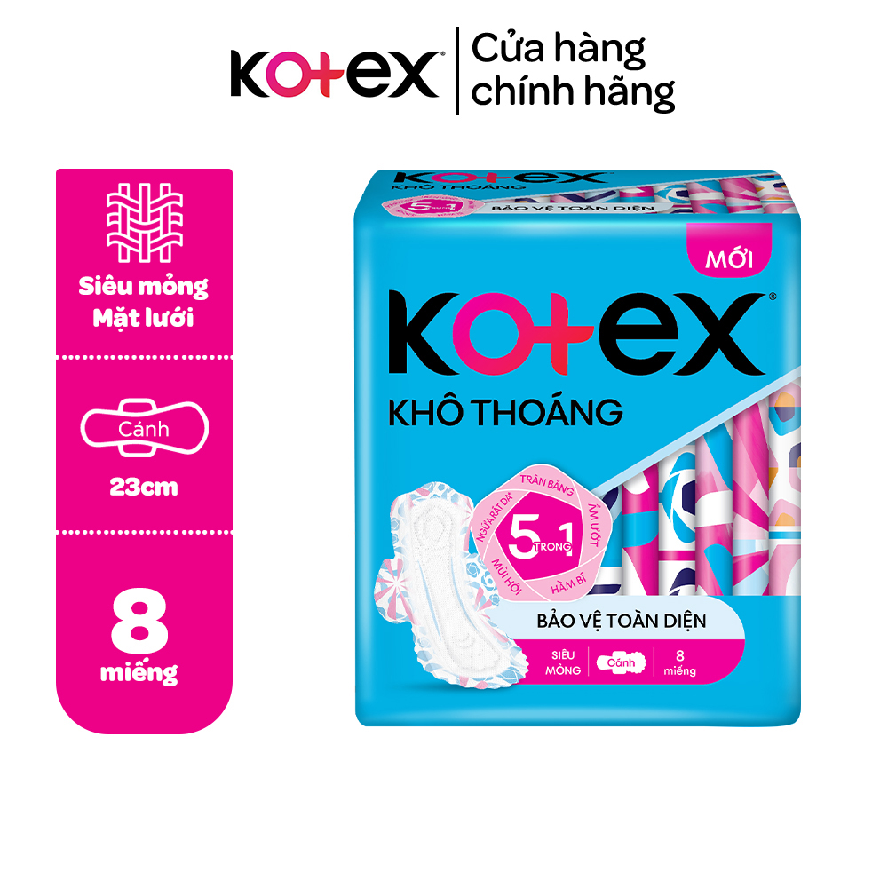 Băng vệ sinh Kotex khô thoáng siêu mỏng cánh 8 miếng