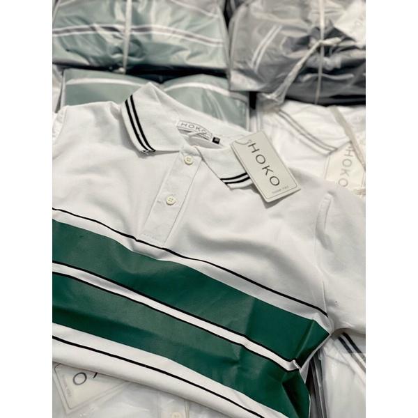 Áo Polo nam kẻ xanh 3D ngang ngực vải Cotton cá sấu cao cấp xuất xịn dệt bo dày dặn chuẩn form áo thun cổ bẻ tay ngắn