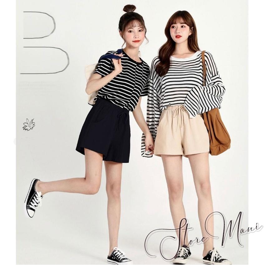 Quần shor nữ - quần đùi đũi nữ ống rộng chất vải đũi xước hàn cạp lưng cao thoáng mát thấm mồ hôi mặc ở nhà đi chơi đẹp