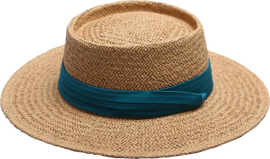 Womens Straw Hat Boater Sun Hat Foldable UV Protection Bucket Fedora Hats Cap