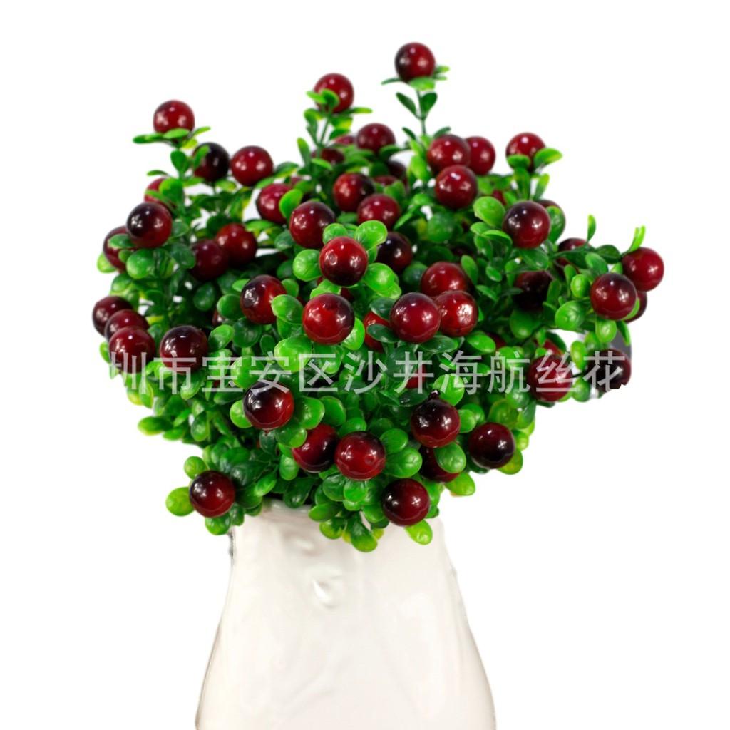 Cây giả- cây nhựa chery đỏ trang trí cao 30-35cm 8-10 quả (không kèm chậu) trang trí nhà cửa, quán café