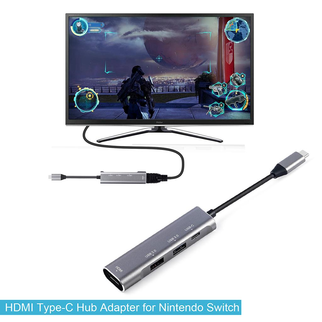Grey USB C Hub Type C To 4K HDMI USB 3.0 2.0 PD Port Adapter For MacBook Pro