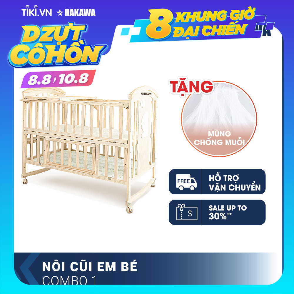 NÔI CŨI, GIƯỜNG CŨI CHO BÉ CAO CẤP HAKAWA HK-B03 (COMBO 1) - HÀNG CHÍNH HÃNG