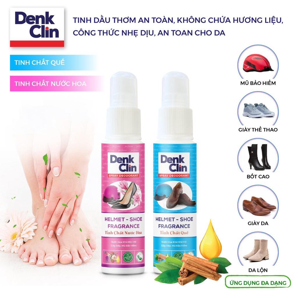 Xịt khử mùi hôi chân khử khuẩn 99% giày dép, mũ bảo hiểm nam nữ Denk Clin 60ml tinh chất quế & nước hoa