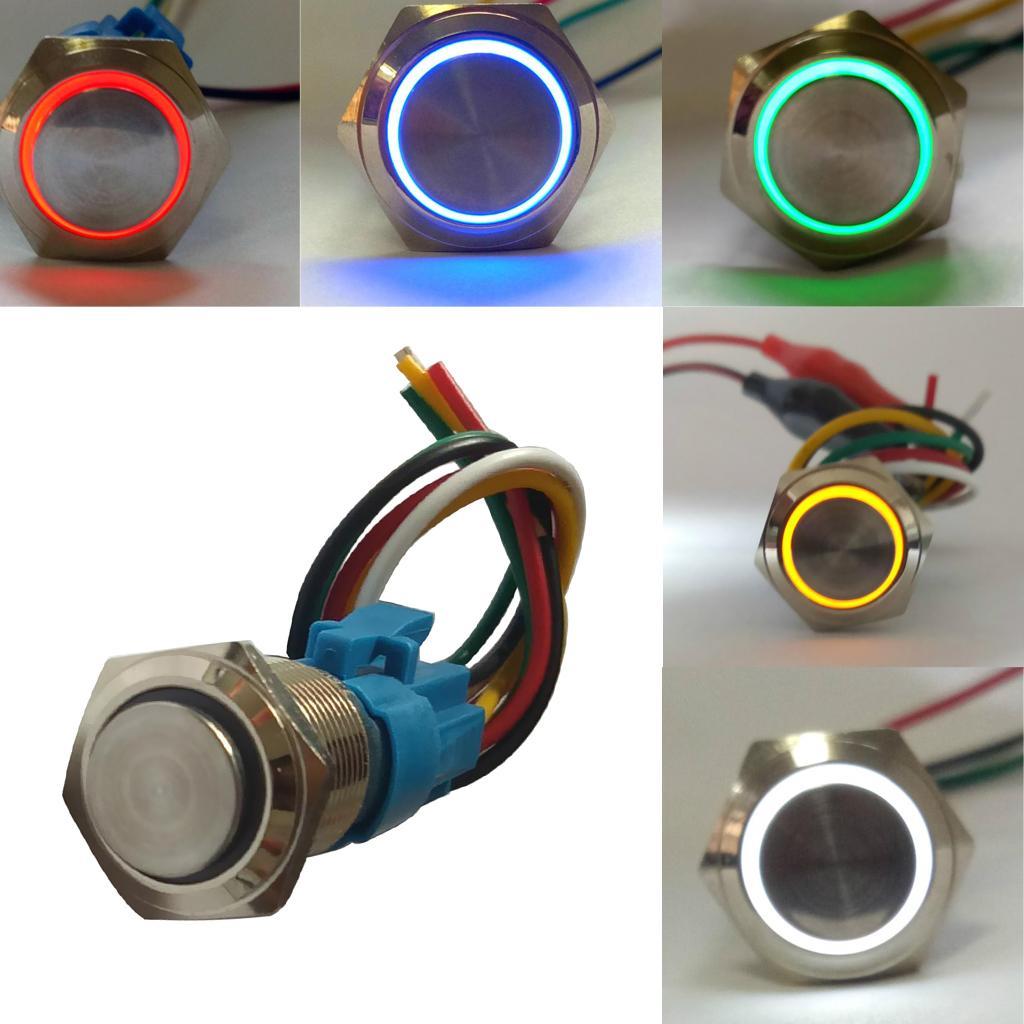 16mm 3-6V 5A Metal Car Push Button Switch With LED Self-Locking
