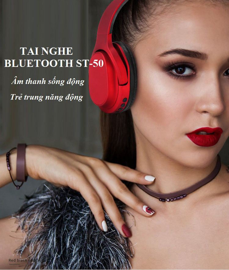 Tai Nghe Chụp Tai Không Dây ST-50 Công Nghệ Bluetooth 4.2 Thiết Kế Sang Trọng, Thời Thượng