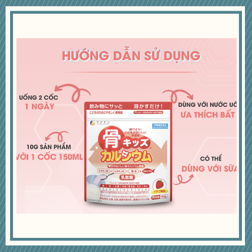 Bột Canxi Cá Tuyết Vị Dâu Fine Japan 140g Nhật Hỗ Trợ Bổ Sung Canxi Phát Triển Chiều Cao Cho Trẻ