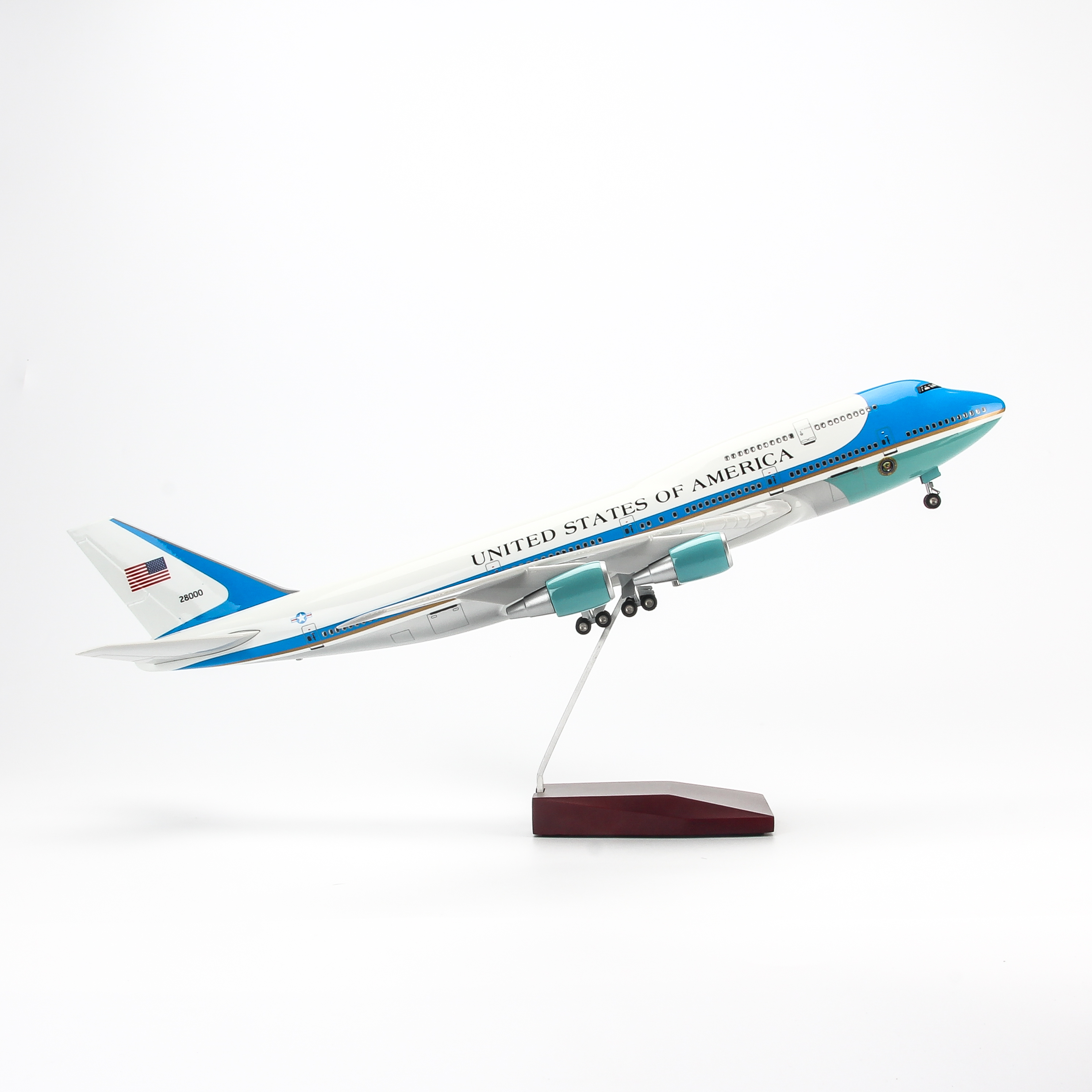 Mô hình máy bay B747 Air Force One 47cm-Trắng,Xanh