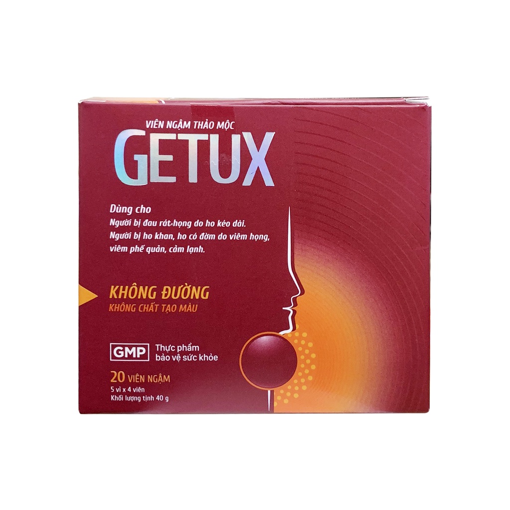 Viên Ngậm Thảo Mộc Giảm Ho Khan Đau Rát Họng GeTux - Hộp 20 Viên