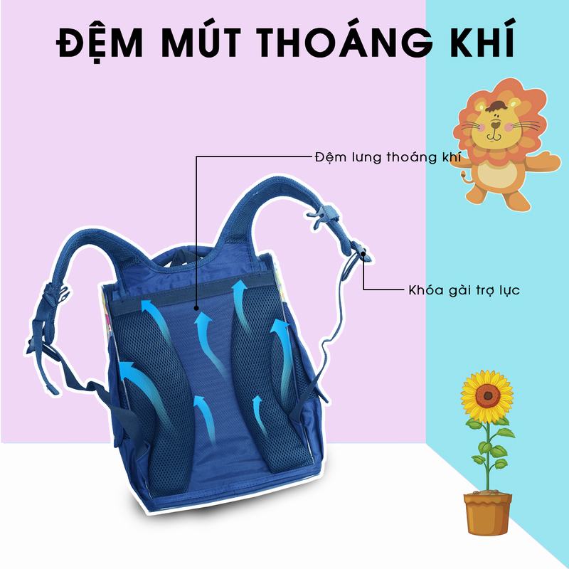 Cặp Học Sinh Chống Gù MITI C11060W_LIO Dành Cho Bé Trai