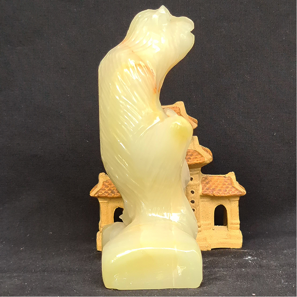 Tượng Phong Thuỷ Tuổi Thân - Khỉ 12 Con Giáp Đá Ngọc Onyx Xanh - 8cm - Mx - Hợp Mệnh Hoả, Mộc